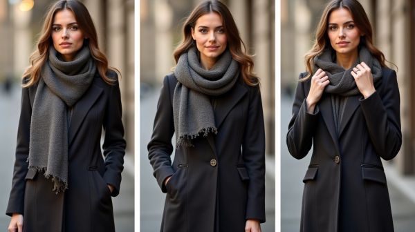 Trois façons de porter un foulard avec un manteau uni